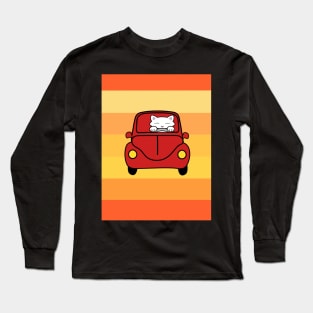 Cute cat driving a car Long Sleeve T-Shirt